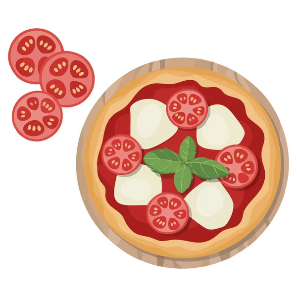 Taze malzeme içeren İtalyan margherita pizzası.