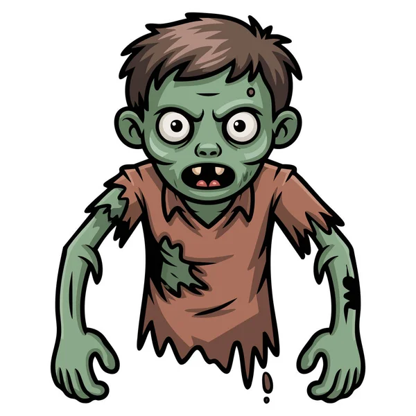 Abartılı detaylarla biçimlendirilmiş zombi çizimi beyaz arkaplanda izole edilmiş vektör çizimi