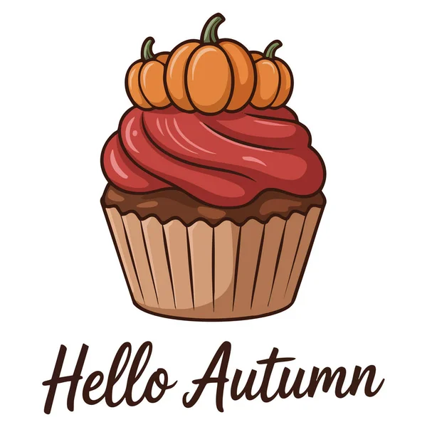 Sonbahar balkabağı tarçınlı kek tatlılığı beyaz arkaplanda izole edilmiş vektör çizimi