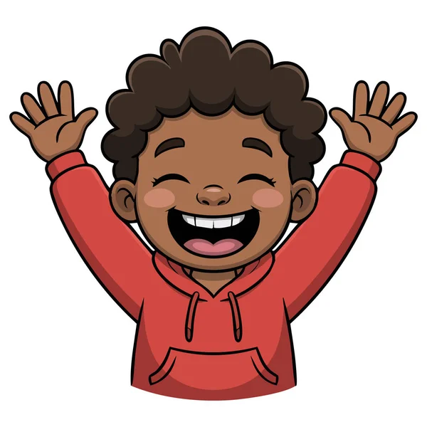 Çizgi film sevimli Afrikalı çocuk beyaz arka planda neşeli izole vektör çizimi