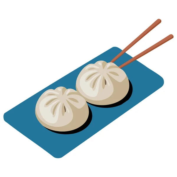 steamed bun asian food doodle isolated vector illustration on white background