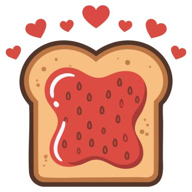 Beyaz arkaplanda meyve reçeli dolu tost tasarımı izole vektör illüstrasyonu