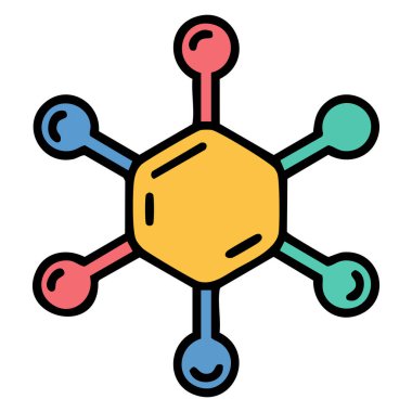 Kimyasal bağ teknolojisi ikonu beyaz arkaplanda izole vektör çizimi