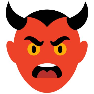 Kırmızı şeytan, beyaz arkaplanda izole edilmiş şeytan karakteri portresi.