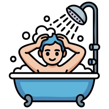 Günlük rutin çocuk temizliği beyaz arka planda izole edilmiş vektör çizimi