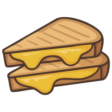 Beyaz arkaplanda izole edilmiş vektör çizimi olan sandviç peynirli ekmek