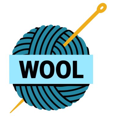 Örgü iğneli yün yumağı beyaz arkaplanda izole edilmiş vektör çizimi