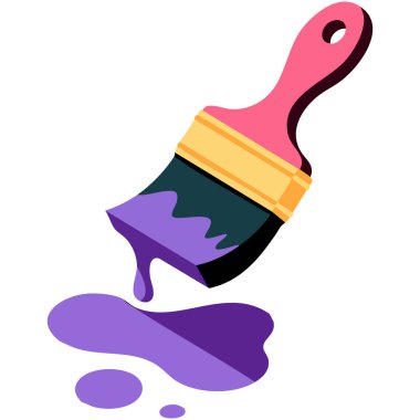 Beyaz arkaplanda izole edilmiş şirin boya fırçası vektör çizimi