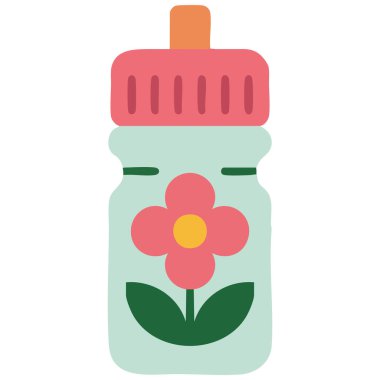 Çocuk okulu su şişesi termos vektör çizimi izole edildi