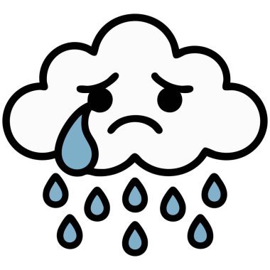 Sevimli çizgi film bulutlu el çizimi vektör çizimi izole edildi