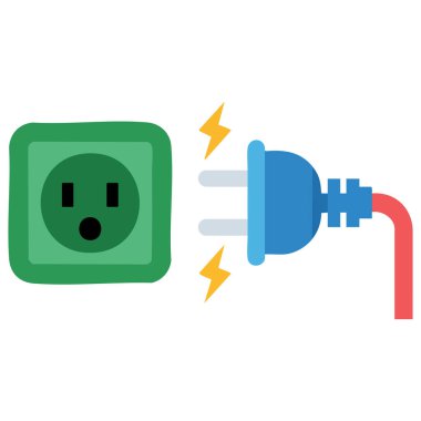 Güç bağlantısı için elektrik duvar prizi soketi beyaz arkaplanda izole edilmiş vektör çizimi