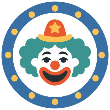 Renkli kostümlü ve makyajlı sirk sanatçısı beyaz arkaplanda izole edilmiş vektör çizimi