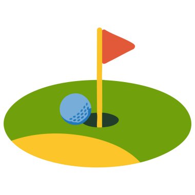 Beyaz arka planda golf sopası ve top izole vektör illüstrasyonu ile spor aktivitesi