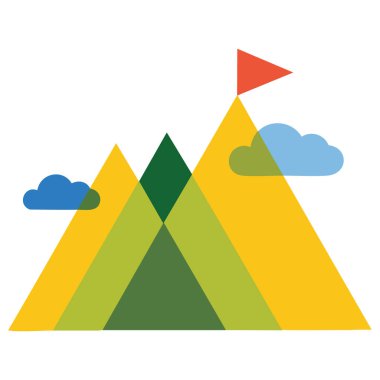 Dağcılık teçhizatı ile dağ tırmanma etkinliği beyaz arka planda izole vektör çizimi