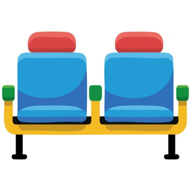 Beyaz zemin üzerinde izole vektör illüstrasyon yolcuları için havaalanı bekleme alanı koltuğu