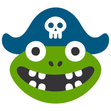 Korsan şapkası takan sevimli kurbağa karakteri