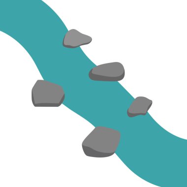 Karikatür deresi nehir manzarası izole edilmiş vektör çizimi