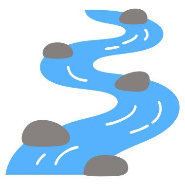 Nehir akışı karikatür sahnesi izole edilmiş vektör çizimi