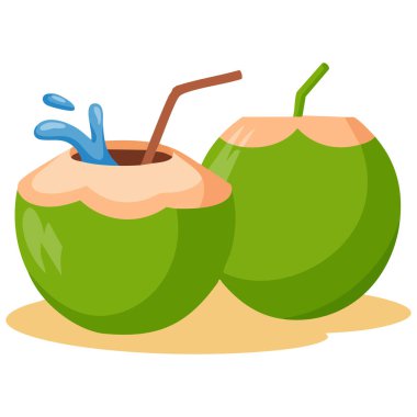 Doğal yeşil hindistan cevizi ve çapraz bölüm vektör grafikleri