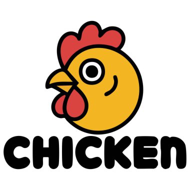 Komik el çizimi tavuk kuşu beyaz arka planda izole edilmiş komik metin vektör çizimi