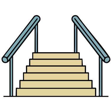 Beyaz arkaplanda izole edilmiş vektör çizimi için merdiven basamakları simgesi