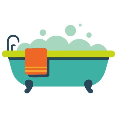 Banyoda banyo için küvet armatürü beyaz arka planda izole edilmiş vektör çizimi