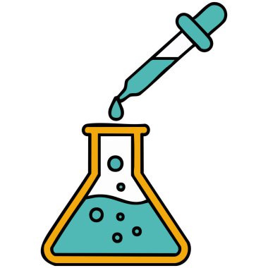 Gölge efektli kimya deneyi simgesi beyaz arkaplanda izole edilmiş vektör çizimi