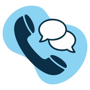 Konuşma baloncukları olan klasik telefon ahizesi beyaz arkaplanda izole edilmiş vektör çizimi