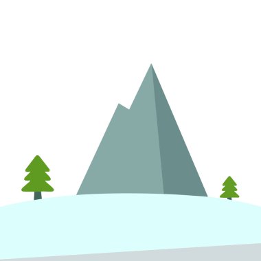 Kışın dağları kaplayan kar beyaz zemin üzerinde izole edilmiş vektör çizimi