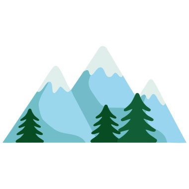 Karlı dağ manzarası beyaz arkaplanda izole edilmiş vektör çizimi