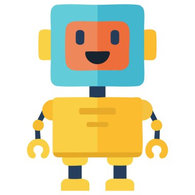 Çocuksu robot robot karakter tasarımı beyaz arkaplanda izole edilmiş vektör çizimi