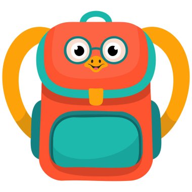 Öğrenme materyalleri için öğrenci sırt çantası beyaz arkaplan üzerinde izole vektör çizimi