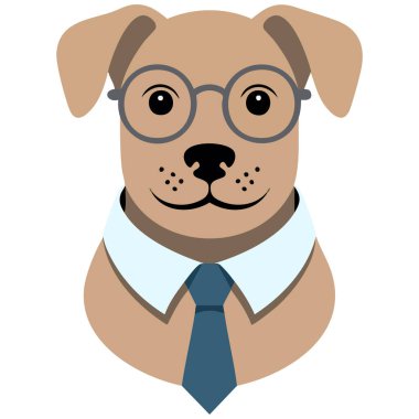 Beyaz arka planda gösterişli giysiler içindeki köpek dişi izole edilmiş vektör çizimi