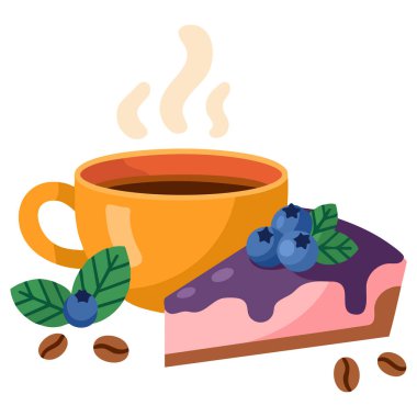 Beyaz arka planda izole edilmiş pastalı kahve içecekleri.