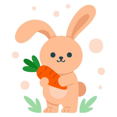 Beyaz arka planda sevimli tavşan tavşan karakteri izole edilmiş vektör çizimi