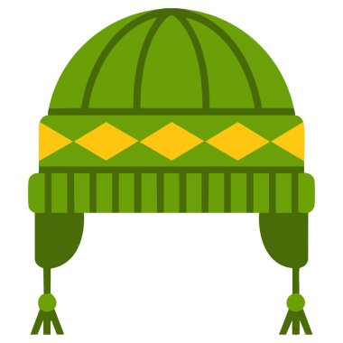 Ponponlu sıcak kış şapkası beyaz arkaplanda izole vektör çizimi