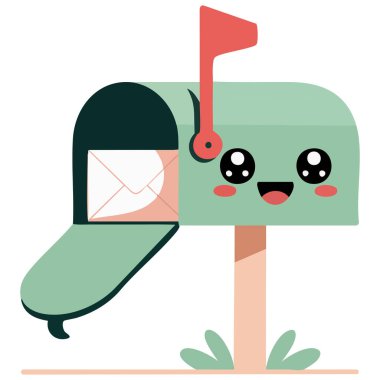 Neşeli posta kutusu beyaz arkaplanda izole edilmiş vektör çizimi