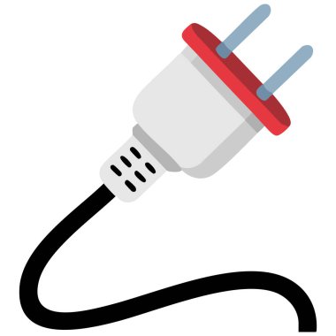 Beyaz arkaplanda elektrik kablosu enerji dolgu ikonu vektör çizimi tasarımı