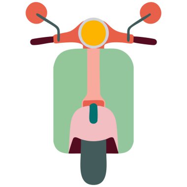 Düz biçimli taşımacılıkta motosiklet ön görünüm vektör ilüstrasyonu