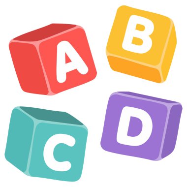 Bebek ABC oyuncak plastik küp vektör illüstrasyonunu engelliyor