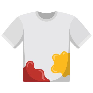 Gıda boyası lekeli tişört düzensizlik sembolü vektörü