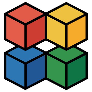 Bebek parlak küp simgesi çizgi film vektörü ahşap bina şekli