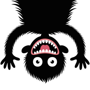 Komik canavar silueti yüz hatlarıyla çığlık atıyor ve beyaz arka planda izole edilmiş vektör resimlerini asıyor.