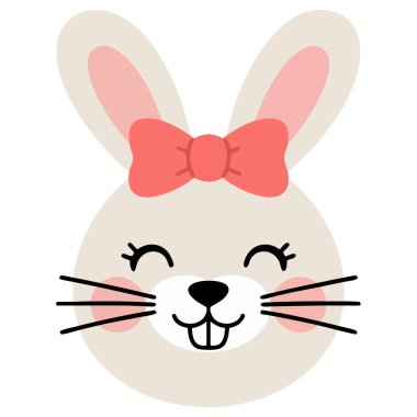 Çocuklar için çizgi film tarzında sevimli tavşan beyaz arka planda izole edilmiş vektör çizimi