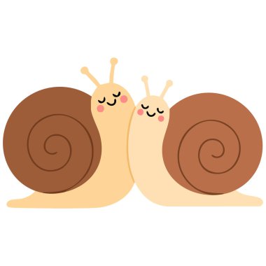 Beyaz arka planda izole edilmiş vektör çizimi yapan çocuklar için bebek çizgi film karakteri olan şirin salyangoz.