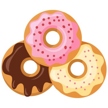 Çeşitli jöleli çörekler düz dizayn simgeleri beyaz arkaplanda izole edilmiş vektör çizimi