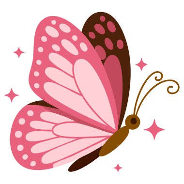 El çizimi kelebek çizimi şirin tasarım beyaz arkaplanda izole vektör çizimi