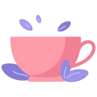 Kaşık gibi konforlu çay fincanı, beyaz arka planda izole edilmiş vektör çizimi.