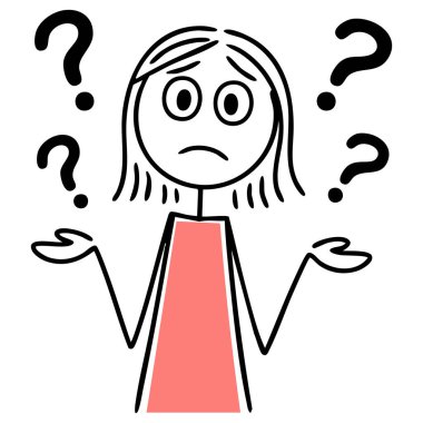 Stickman stick figure confused choice logo isolated vector illustration on white