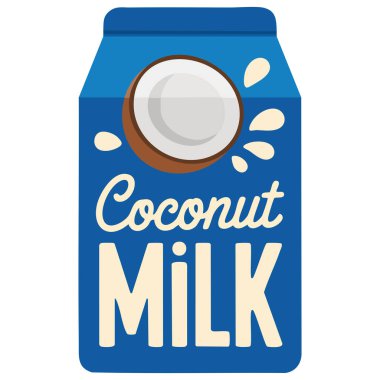 Hindistan cevizi sütü ikonu vejetaryen içeceği. Beyaz üzerine izole edilmiş vektör çizimi.